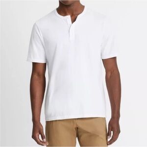 VINCE WHITE 3 BUTTON CLASSIC SHORT SLEEVE HENLEY 100% COTTON SHIRT SIZE XL